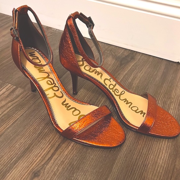 HP 🥳 Sam Edelman “Patti” Auburn Crinkle Leather Sandals 7.5M - Picture 5 of 10